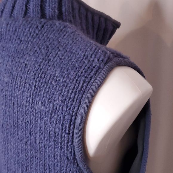 Pachamama Wool Fleece Lined Handknit Full Zip Sweater Vest Boho Blue sz S/M - Picture 3 of 8